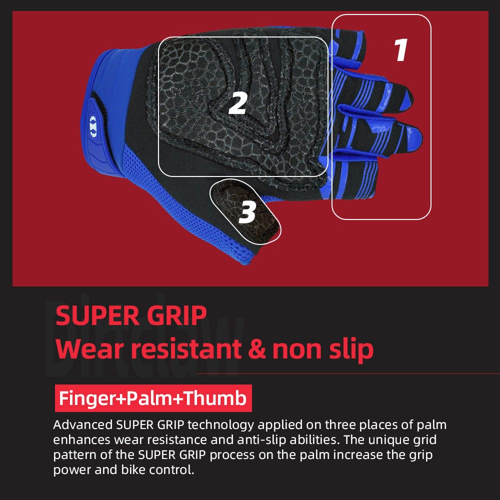 color:Blue | Seibertron Dirtclaw fingerless motocross and off-road riding gloves image 20