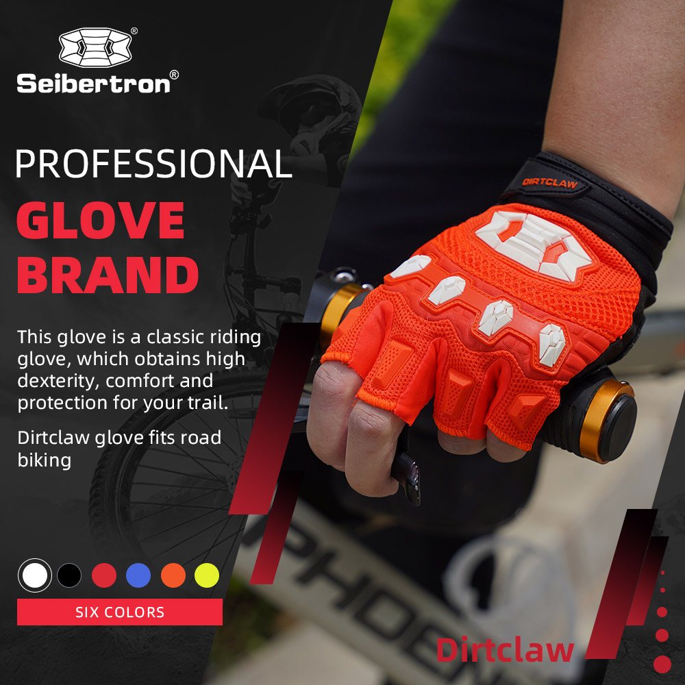 color:Orange | Seibertron Dirtclaw fingerless motocross and off-road riding gloves image 21