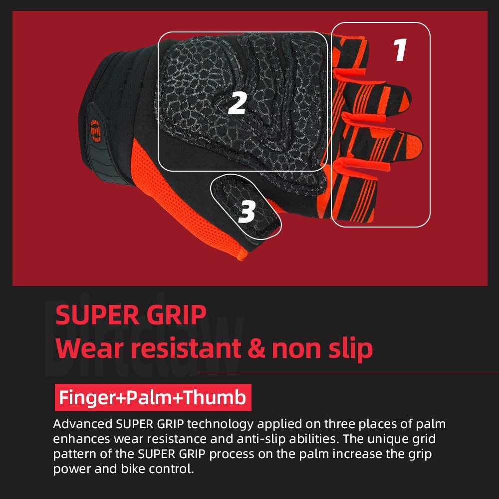 color:Orange | Seibertron Dirtclaw fingerless motocross and off-road riding gloves image 25