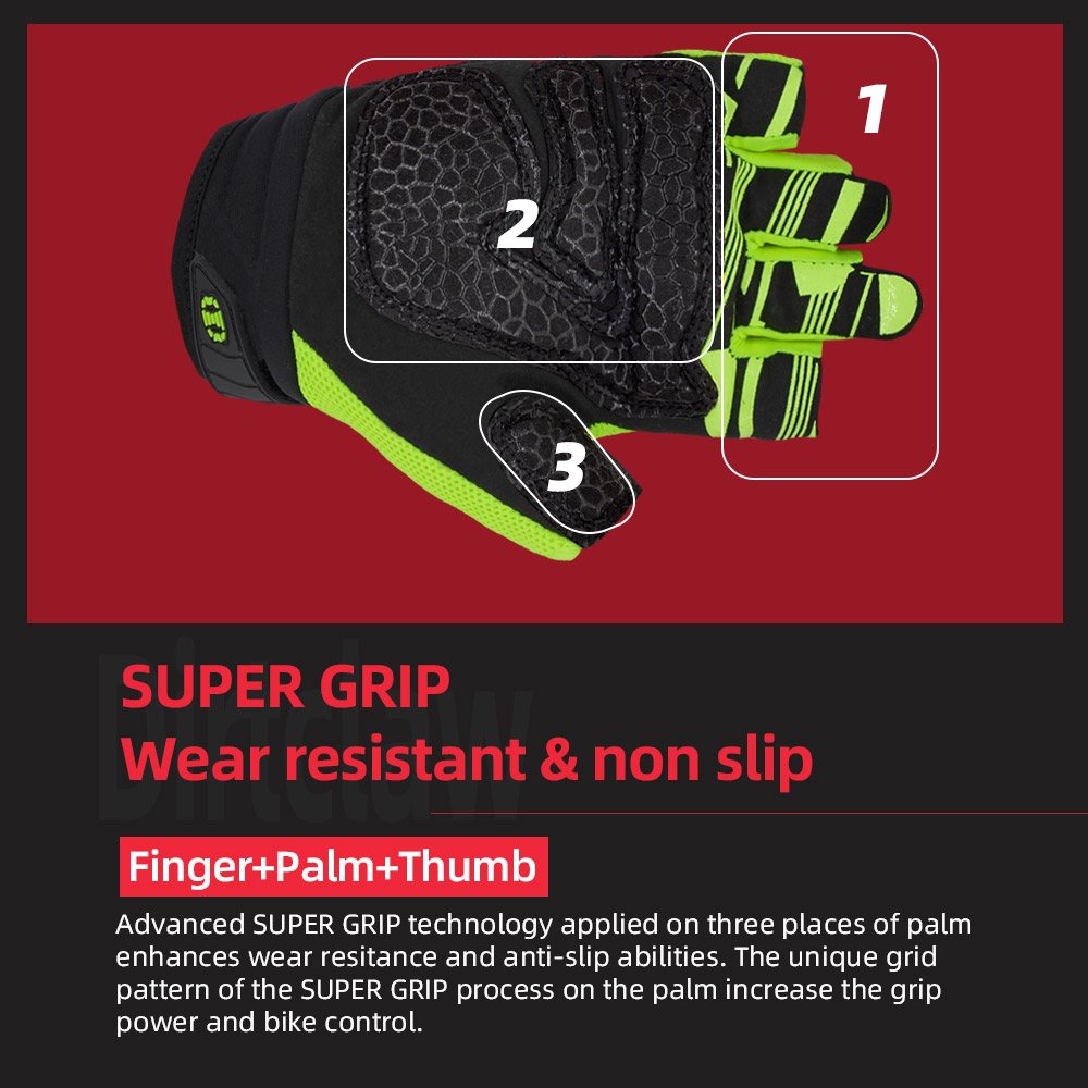 color:Fluorescent Yellow | Seibertron Dirtclaw fingerless motocross and off-road riding gloves image 30
