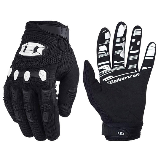 color:Black | Seibertron Dirtpaw full finger motocross and off-road riding gloves image 01