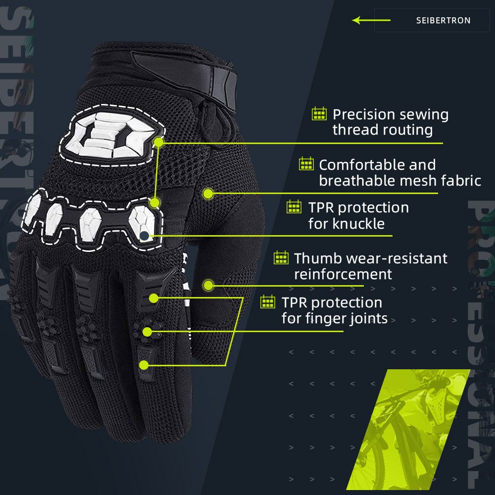 Farbe: Schwarz | Seibertron Dirtpaw Vollfinger-Motocross- und Offroad-Handschuhe Bild 03