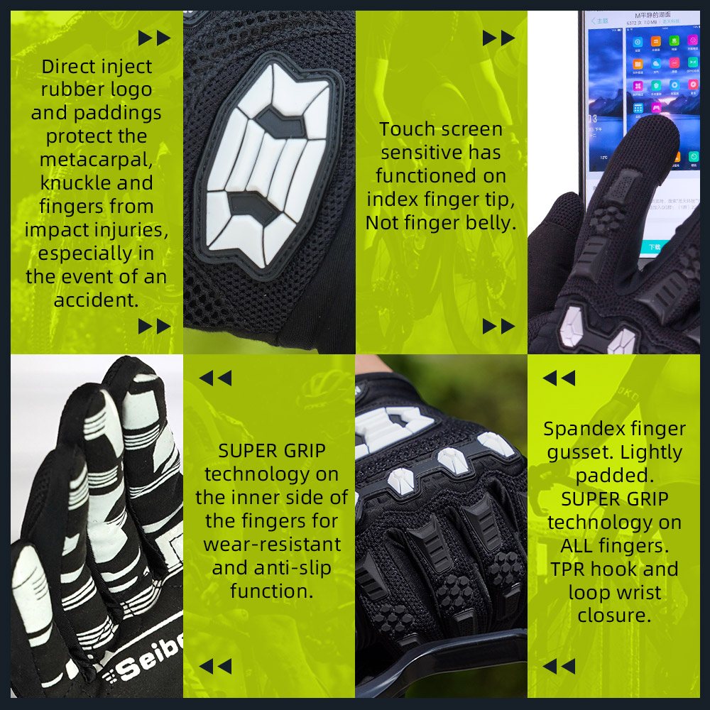 Farbe: Schwarz | Seibertron Dirtpaw Vollfinger-Motocross- und Offroad-Handschuhe Bild 04