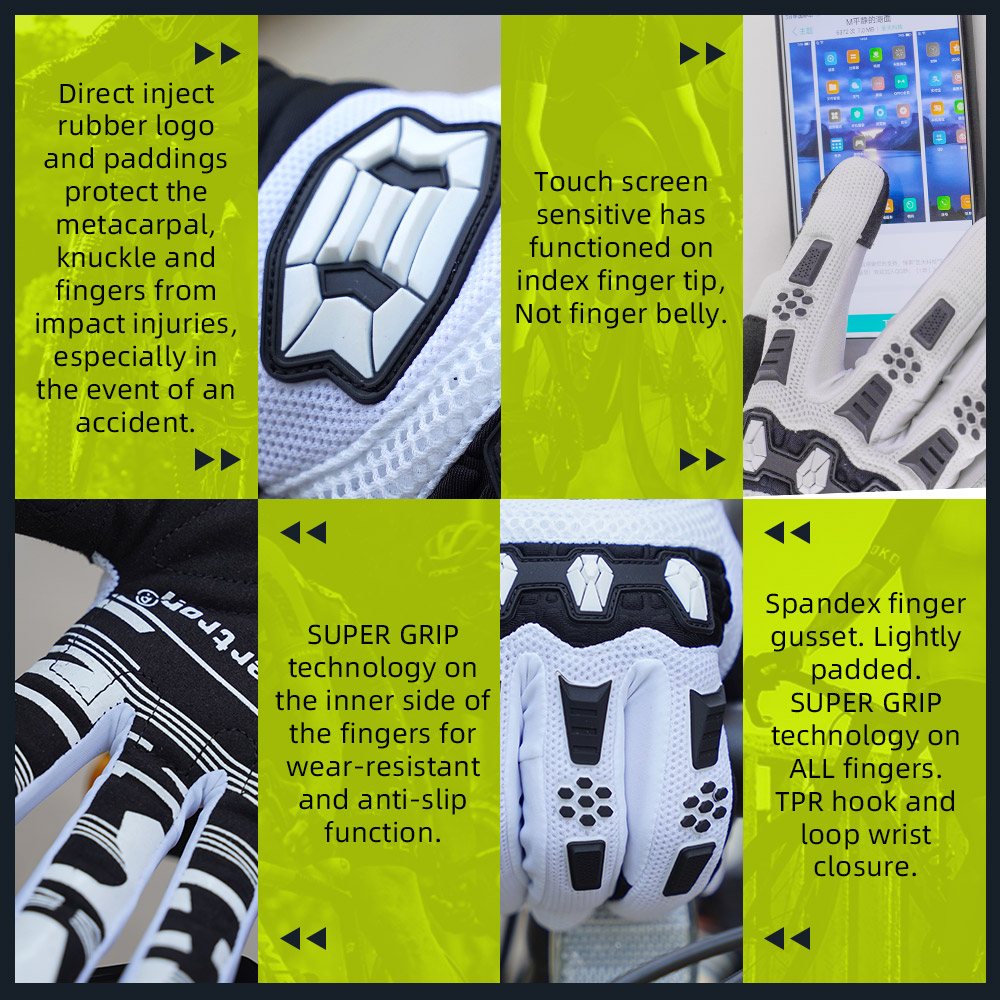 Farbe: Weiß | Seibertron Dirtpaw Vollfinger-Motocross- und Offroad-Handschuhe Bild 08