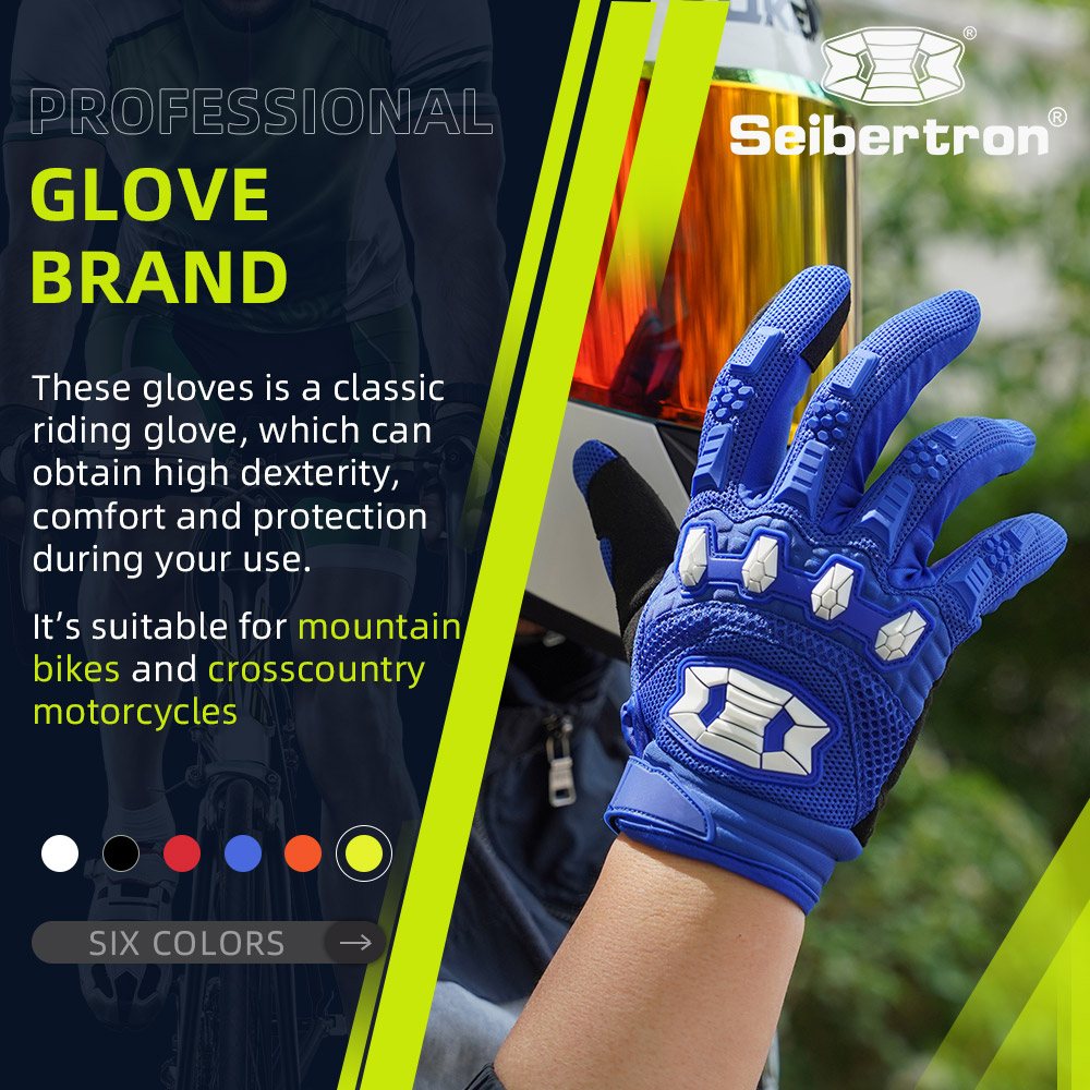 Farbe: Blau | Seibertron Dirtpaw Vollfinger-Motocross- und Offroad-Handschuhe, Bild 18