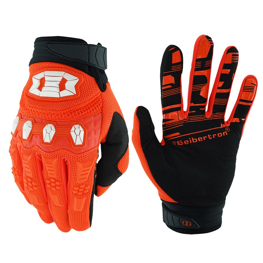 Farbe: Orange | Seibertron Dirtpaw Motorradhandschuhe mit voller Fingerlänge für Motocross und Offroad Bild 21