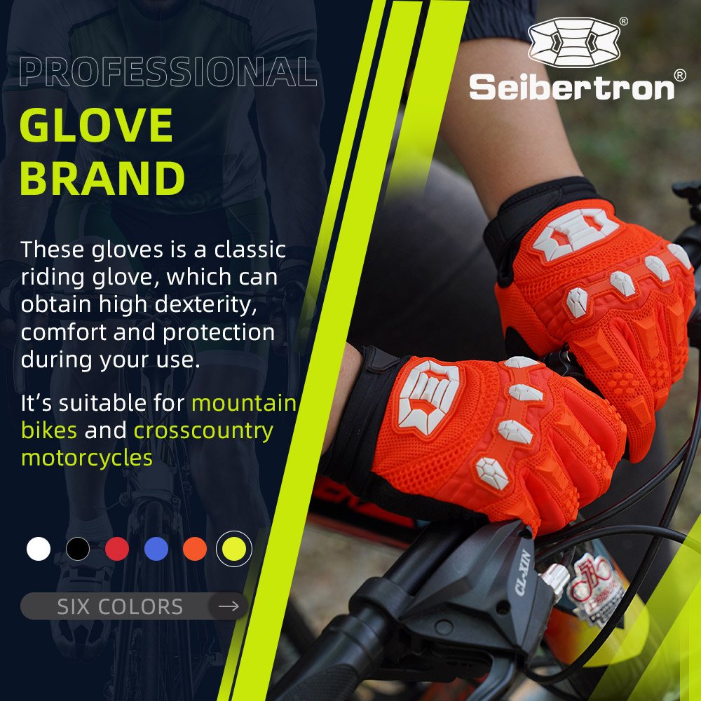 Farbe: Orange | Seibertron Dirtpaw Motorradhandschuhe mit voller Fingerlänge für Motocross und Offroad Bild 22