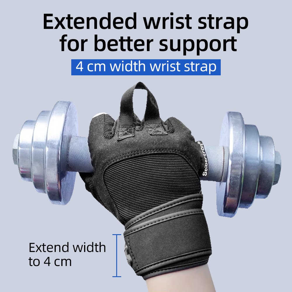 color:Black | Seibertron PRO 2.0 Fitness Gloves padded super grip lifting and fitness gloves image 03