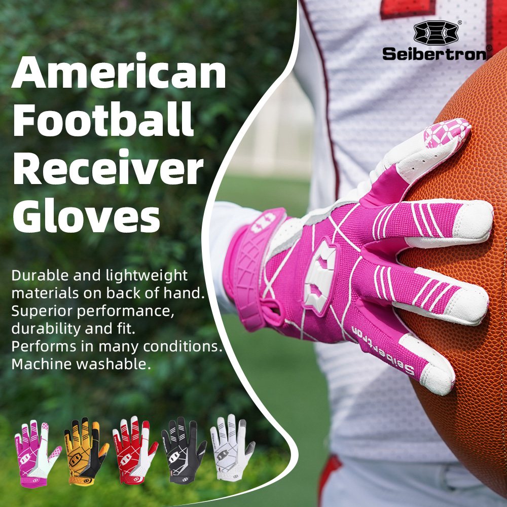 Farbe: Pink | Seibertron American Football Receiver Handschuhe für Erwachsene Ultra-Stick Handschuhe für Football-Receiver Bild 11