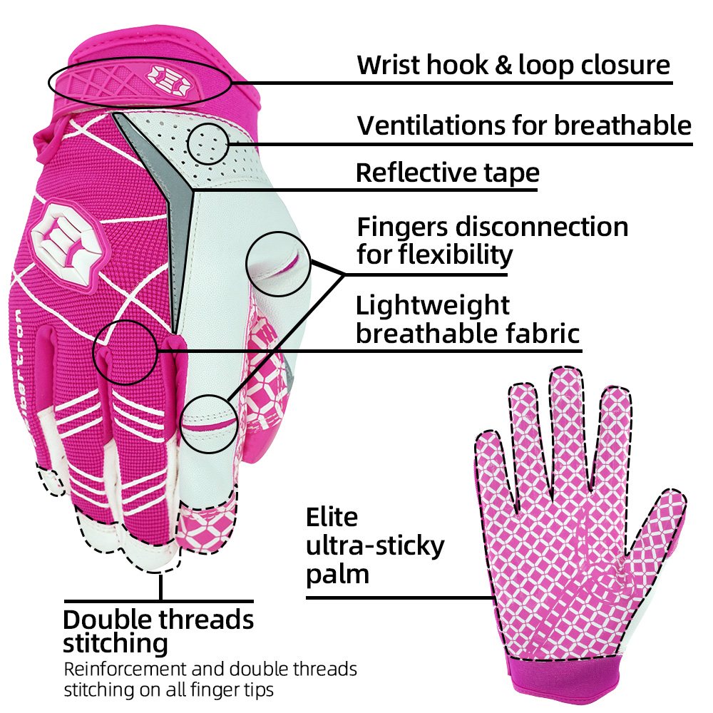 Farbe: Pink | Seibertron American Football Receiver Handschuhe für Erwachsene Ultra-Stick Handschuhe für Football-Receiver Bild 13