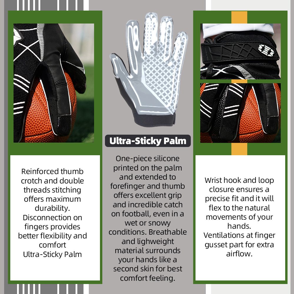 Farbe: alle | Seibertron American Football Receiver Handschuhe für Erwachsene, Ultra-Stick, gängiges Bild 16