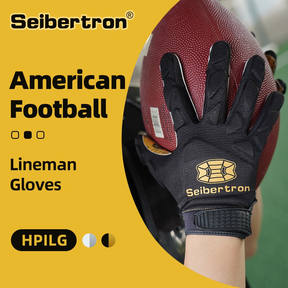 Farbe:Schwarz | Seibertron H.P.I.L.G Touchscreen Football Lineman Handschuhe Bild 01