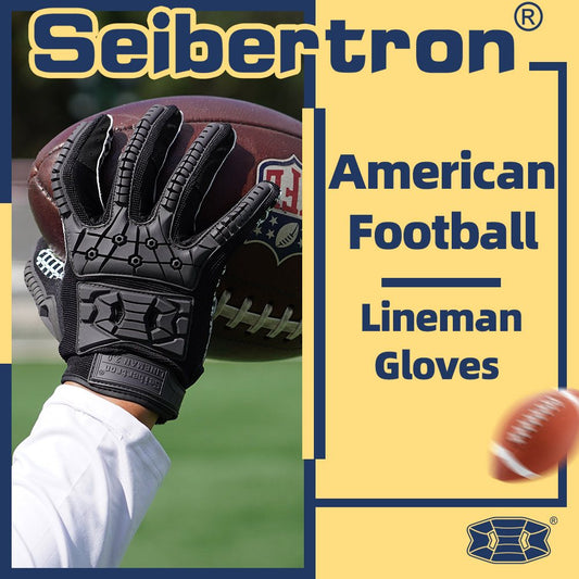 color:Black | Seibertron Lineman 2.0 full finger football lineman gloves image 01
