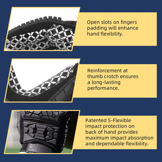color:Black | Seibertron Lineman 2.0 full finger football lineman gloves image 02