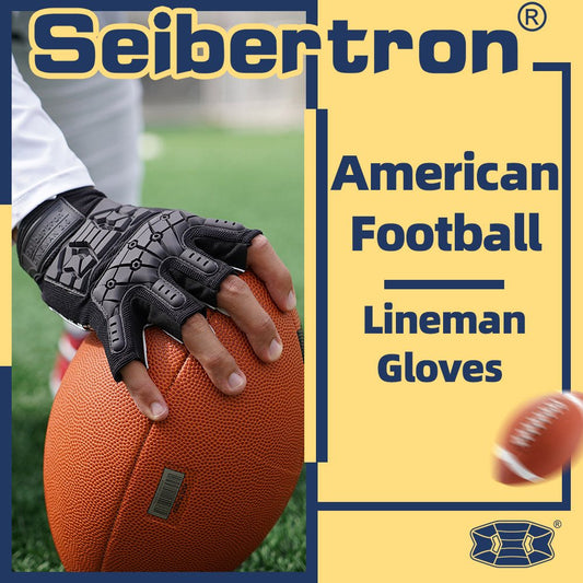 color:Black | Seibertron Lineman 2.0 half finger football lineman gloves image 02