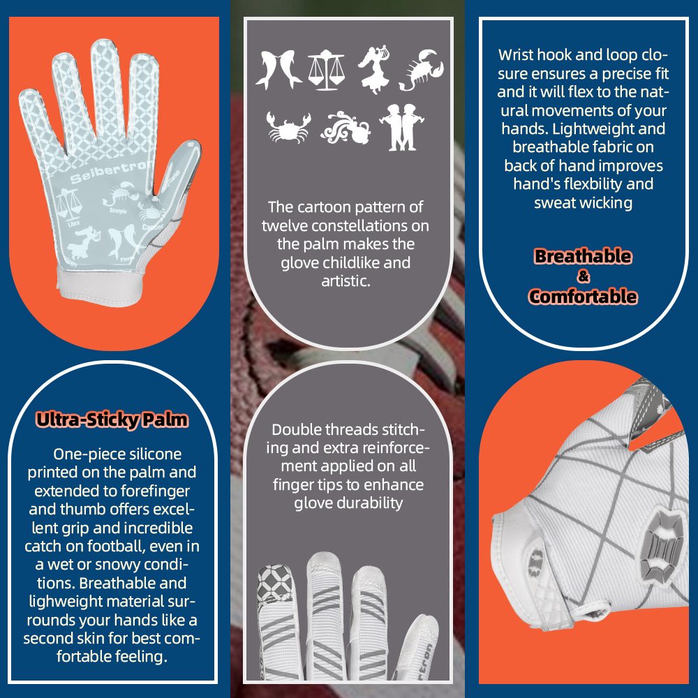 color:White | Seibertron Pro 3.0 ultra-stick football receiver gloves image 09