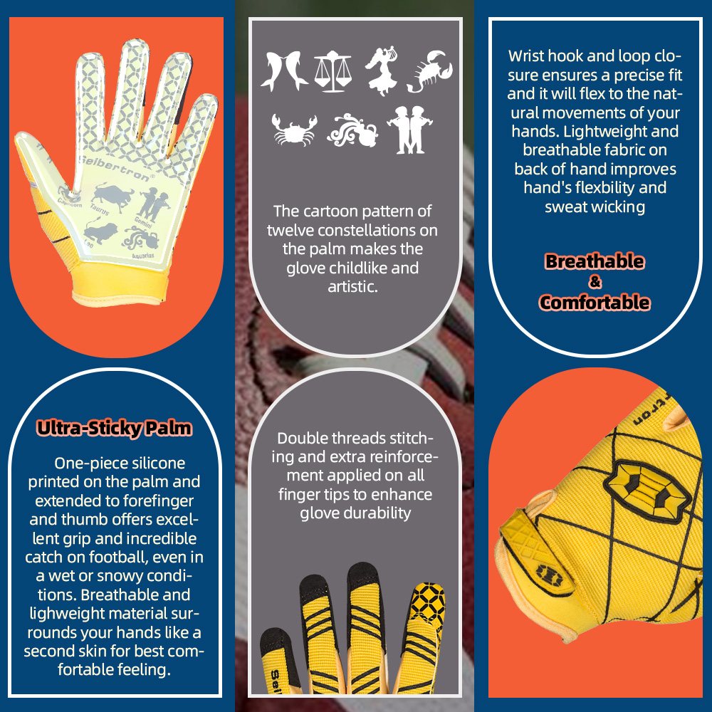 color:Yellow | Seibertron Pro 3.0 ultra-stick football receiver gloves image 15