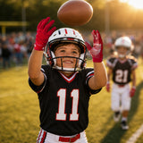 seibertron-gallery:garg-adult-youth-20260714 | product:7340603179198 | color:Red | group:Youth | slot:5 | Seibertron G.A.R.G 2.0 youth football receiver gloves red gallery 5
