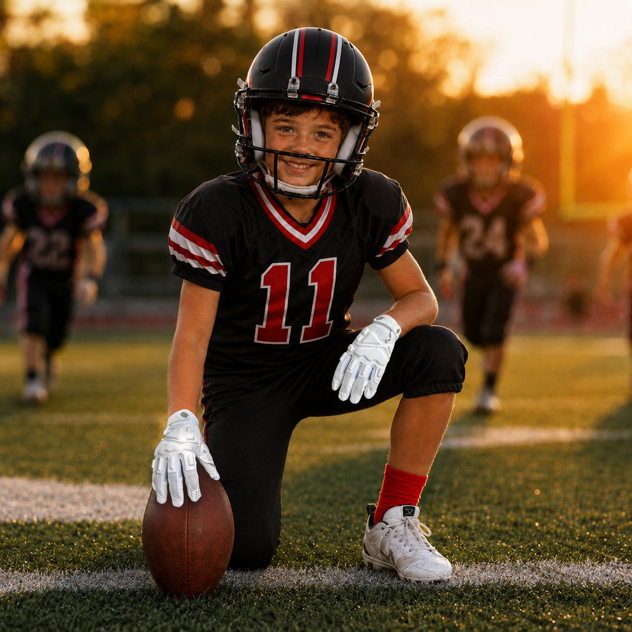 seibertron-gallery:garg-adult-youth-20260714 | Produkt:7340603179198 | Farbe:Weiß | Gruppe:Jugend | Slot:1 | Seibertron G.A.R.G 2.0 Football-Fängerhandschuhe für Jugendliche weiß Galerie 1