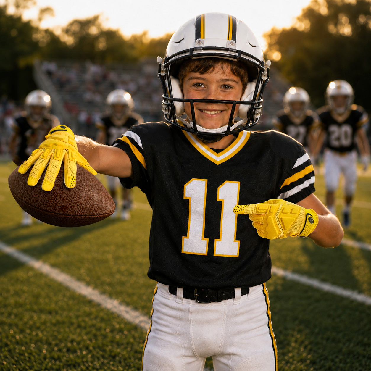 seibertron-gallery:garg-adult-youth-20260714 | Produkt:7340603179198 | Farbe:Gelb | Gruppe:Jugend | Slot:5 | Seibertron G.A.R.G 2.0 Jugend-Football-Empfängerhandschuhe gelb Galerie 5