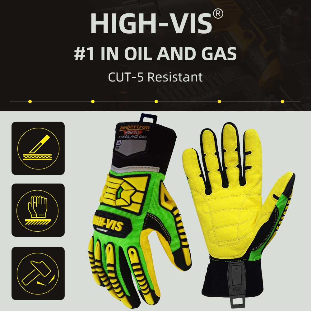 color:all | Seibertron HIGH-VIS SDXC5 cut 5 impact and puncture resistant oilfield safety gloves image 01