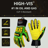 color:all | Seibertron HIGH-VIS SDXC5 cut 5 impact and puncture resistant oilfield safety gloves image 01