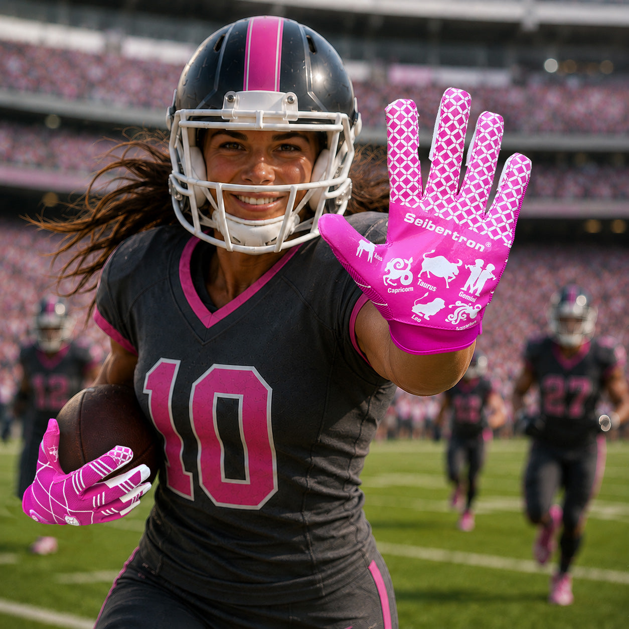 seibertron-gallery:pro3-adult-youth-zodiac-20260716 | product:8668804808894 | color:Pink | group:Adult | slot:3 | Seibertron PRO 3.0 adult football receiver gloves pink zodiac gallery 3