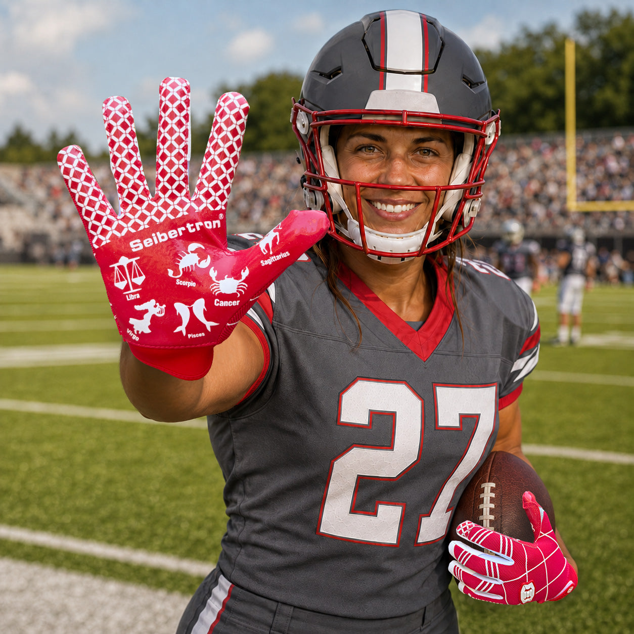 seibertron-gallery:pro3-adult-youth-zodiac-20260716 | product:8668804808894 | color:Red | group:Adult | slot:2 | Seibertron PRO 3.0 adult football receiver gloves red zodiac gallery 2