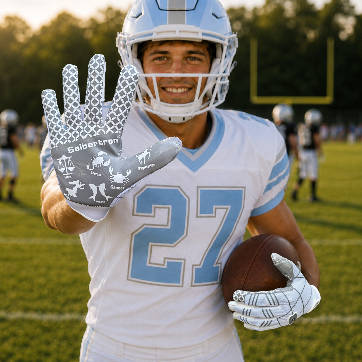 seibertron-gallery:pro3-adult-youth-zodiac-20260716 | product:8668804808894 | color:White | group:Adult | slot:4 | Seibertron PRO 3.0 adult football receiver gloves white zodiac gallery 4