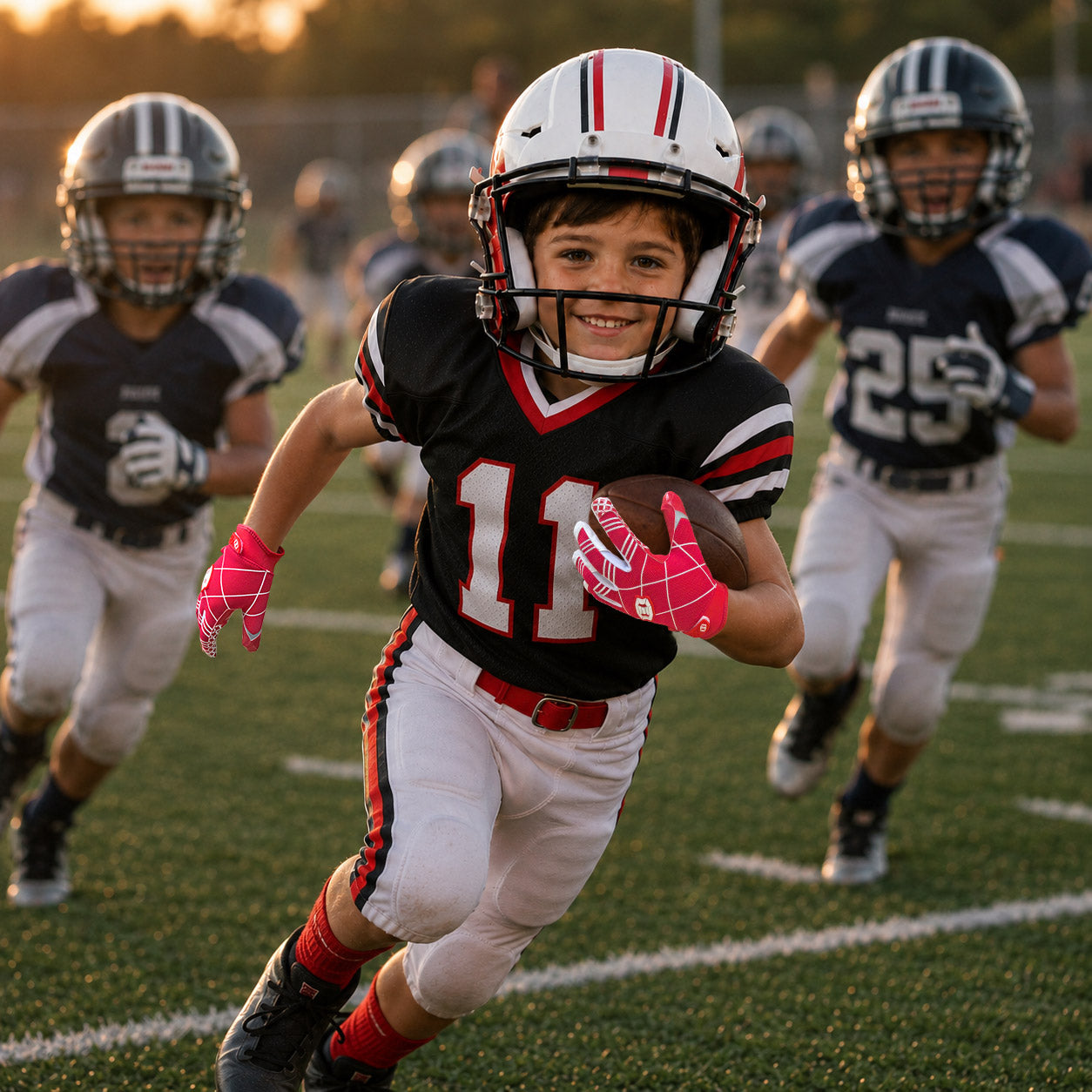 seibertron-gallery:pro3-adult-youth-zodiac-20260716 | product:8668804808894 | color:Red | group:Youth | slot:4 | Seibertron PRO 3.0 youth football receiver gloves red zodiac gallery 4