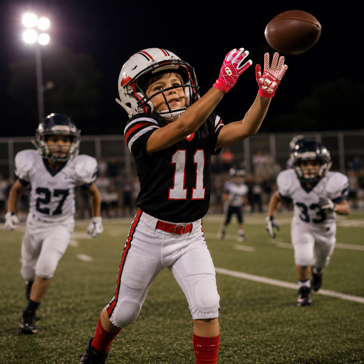 seibertron-gallery:pro3-adult-youth-zodiac-20260716 | product:8668804808894 | color:Red | group:Youth | slot:5 | Seibertron PRO 3.0 youth football receiver gloves red zodiac gallery 5
