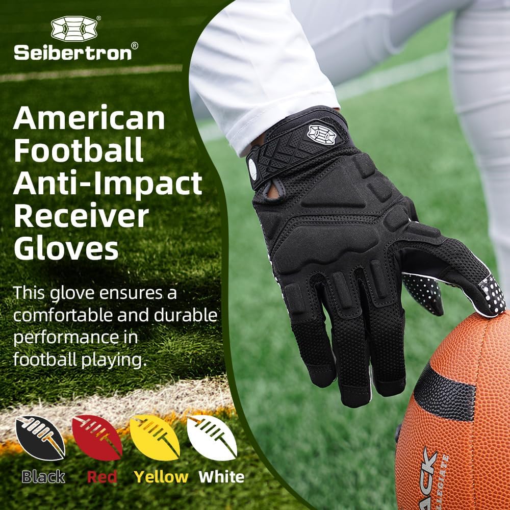 Seibertron Erwachsenen G.A.R.G 2.0 Gelgefüllte patentierte Anti-Aufprall Ultra-Haft Football-Sport-Empfängerhandschuhe - SeibertronSports