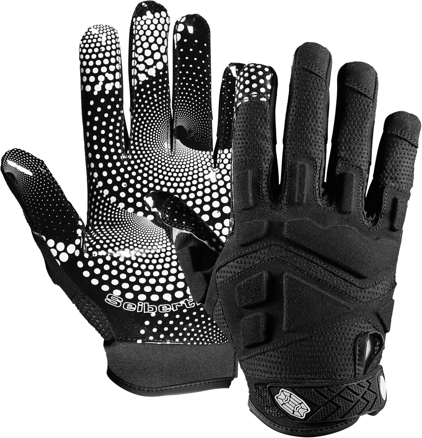 Farbe: Schwarz | Seibertron G.A.R.G 2.0 Football Receiver Handschuhe, weißer Hintergrund, Hauptbild