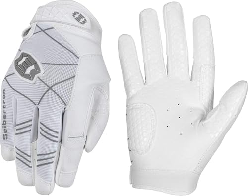 color:white | role:white-background-main | Seibertron BAR PRO 2.0 white baseball softball batting gloves white background main image