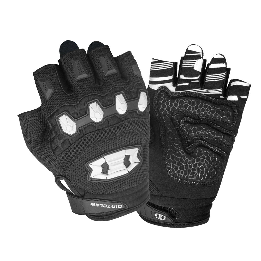 color:Black | Seibertron Dirtclaw fingerless motocross gloves white background main image