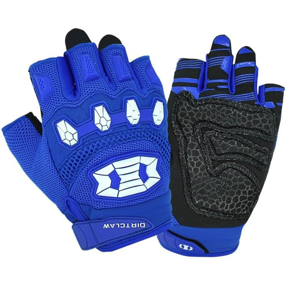 color:Blue | Seibertron Dirtclaw fingerless motocross gloves white background main image