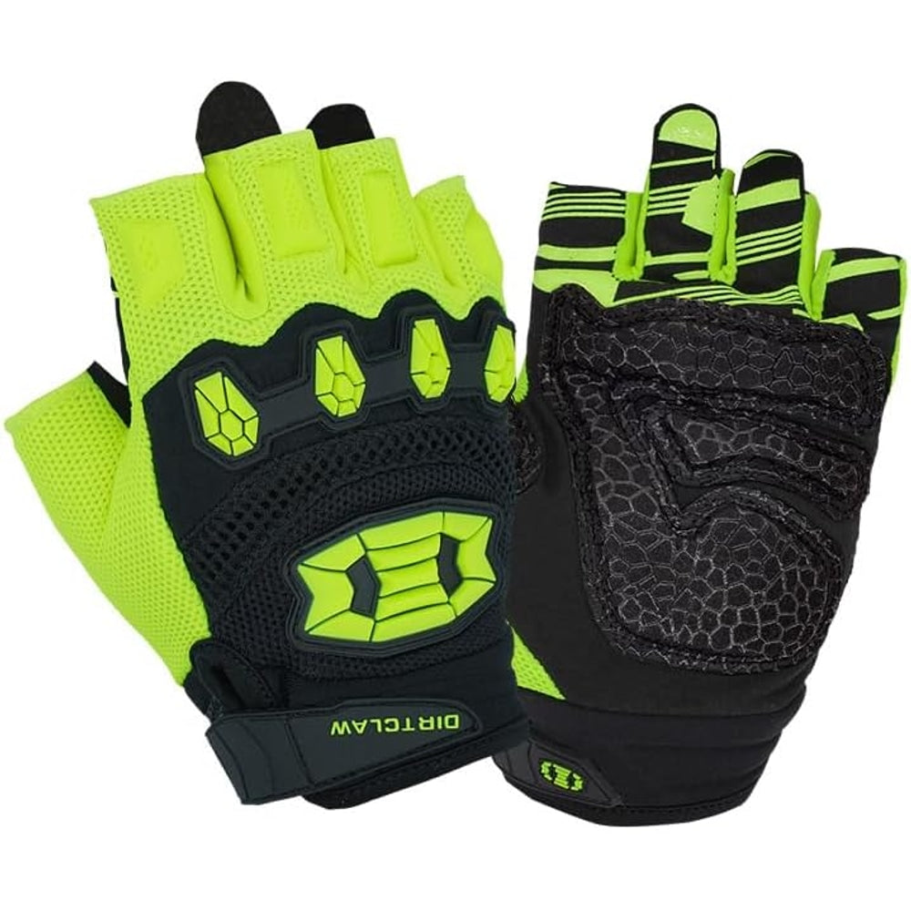 color:Fluorescent Yellow | Seibertron Dirtclaw fingerless motocross gloves white background main image