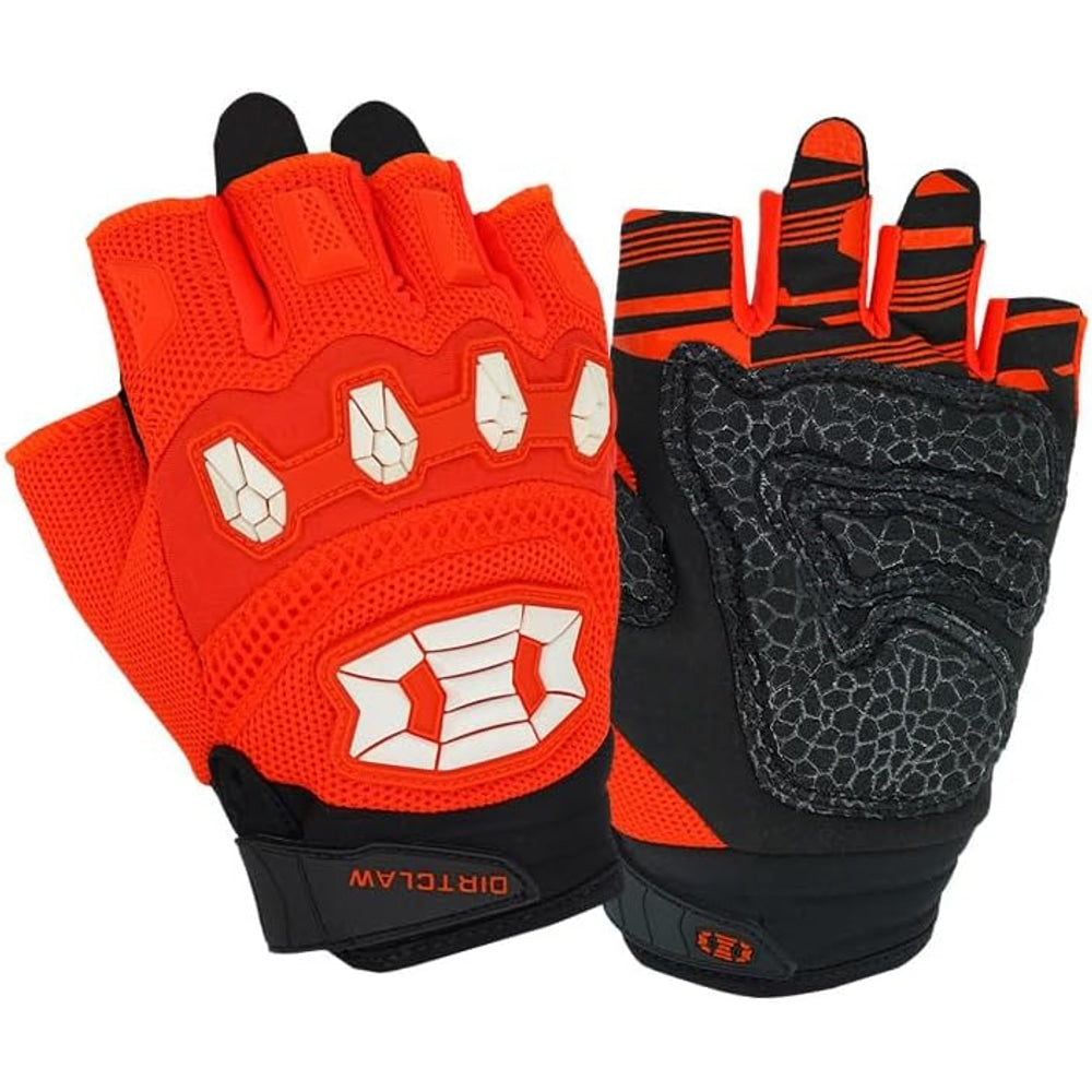 color:Orange | Seibertron Dirtclaw fingerless motocross gloves white background main image