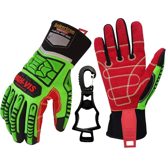 seibertron-galerie:hdc5-plus-1-handschuhclip-thumbnail-20260716 | produkt:hdc5 | stil:HDC5+1 Handschuhclip | Seibertron HIGH-VIS HDC5 Handschuhe mit einem schwarzen Handschuhclip