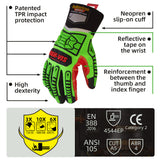 seibertron-gallery:hdc5-safety-gloves-20260715 | Produkt:hdc5 | Farbe:Grün Rot | Slot:3 | Seibertron HIGH-VIS HDC5 Sicherheitshandschuhe TPR-Aufprallschutz und CE ANSI Bewertung Detailbild