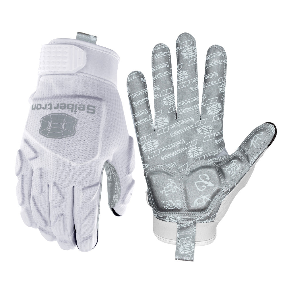 Farbe: Weiß | Seibertron H.P.I.L.G Football-Lineman-Handschuhe Hauptbild auf weißem Hintergrund