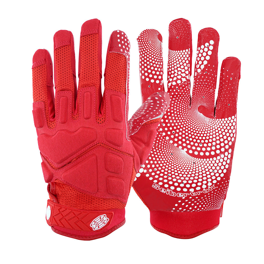 Farbe: Rot | Seibertron H.P.I.R.G Football-Receiver-Handschuhe Hauptbild auf weißem Hintergrund