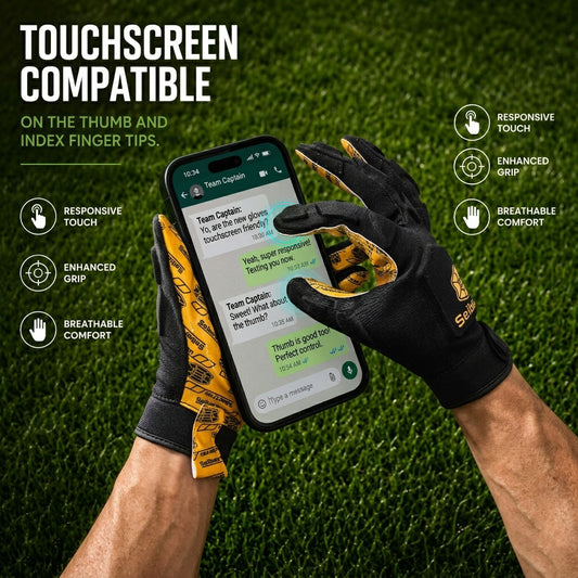 seibertron-gallery:hpirg-hp-series-20260714 | Produkt:8307911884990 | Farbe:Schwarz | Slot:2 | Seibertron H.P.I.R.G Touchscreen-Football-Empfängerhandschuhe schwarz Touchscreen-Funktionsbild