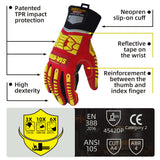 seibertron-gallery:hrc5-safety-gloves-20260715 | Produkt:hrc5 | Farbe:Rot Gelb | Slot:3 | Seibertron HIGH-VIS HRC5 Sicherheitshandschuhe TPR-Aufprallschutz und CE ANSI Bewertung Detailbild