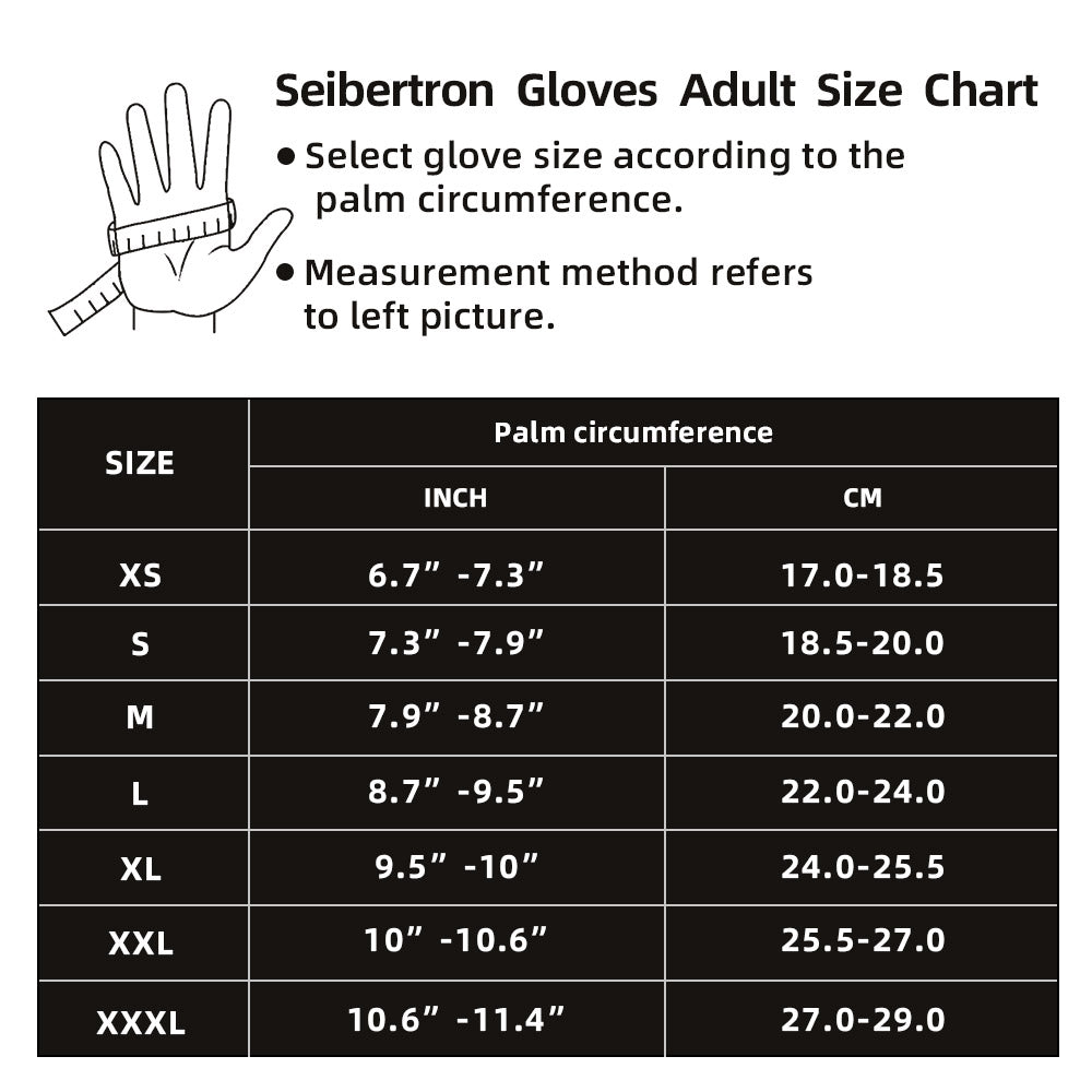 seibertron-gallery:hrc5-safety-gloves-20260715 | product:hrc5 | color:Red Yellow | slot:7 | Seibertron HIGH-VIS HRC5 safety gloves adult size chart image