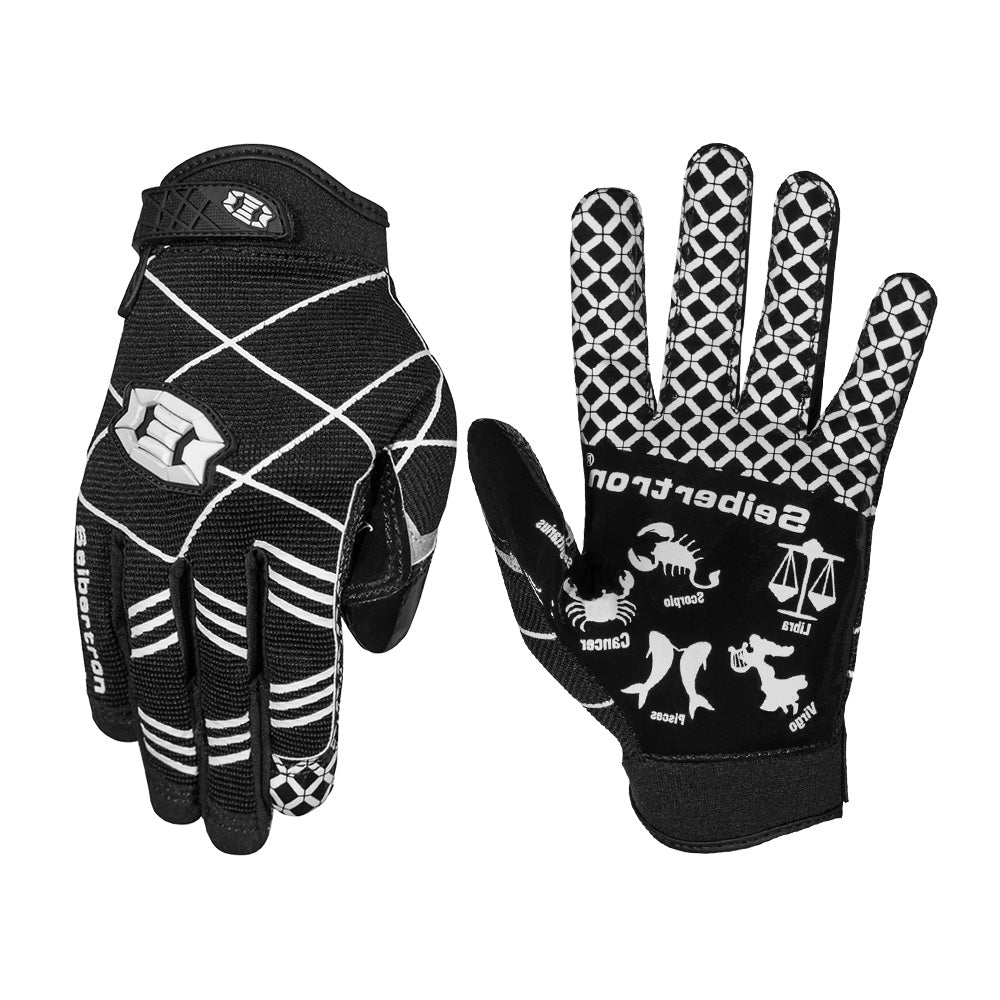 color:Black | Seibertron Pro 3.0 youth football receiver gloves white background main image