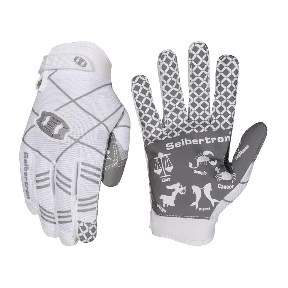color:White | Seibertron Pro 3.0 youth football receiver gloves white background main image