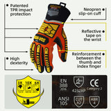 seibertron-gallery:sdx-safety-gloves-20260715 | product:sdx | color:Orange Yellow | slot:3 | Seibertron HIGH-VIS SDX2 safety gloves TPR impact protection and CE ANSI rating detail image