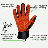 seibertron-gallery:sdx-safety-gloves-20260715 | product:sdx | color:Orange Yellow | slot:4 | Seibertron HIGH-VIS SDX2 safety gloves palm and glove clip detail image