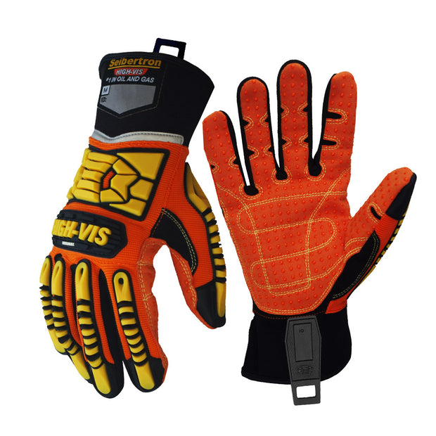 seibertron-gallery:sdx2-safety-gloves-20260714 | Produkt:sdx2 | Farbe:Orange Gelb | Slot:1 | Seibertron HIGH-VIS SDX2 Sicherheitshandschuhe Produktbild auf weißem Hintergrund